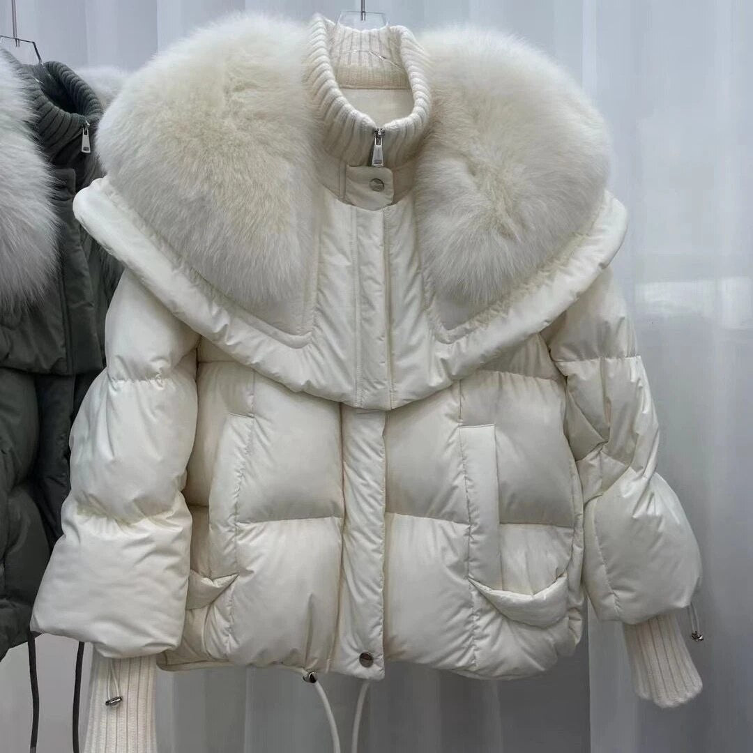 Sylvie - Doudoune Chic Courte Col Fourré