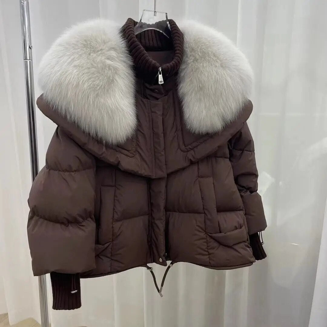 Sylvie - Doudoune Chic Courte Col Fourré