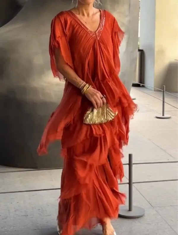 Robe Longue Femme Bohème à Volants - Camille