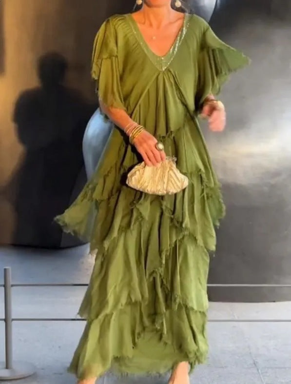 Robe Longue Femme Bohème à Volants - Camille