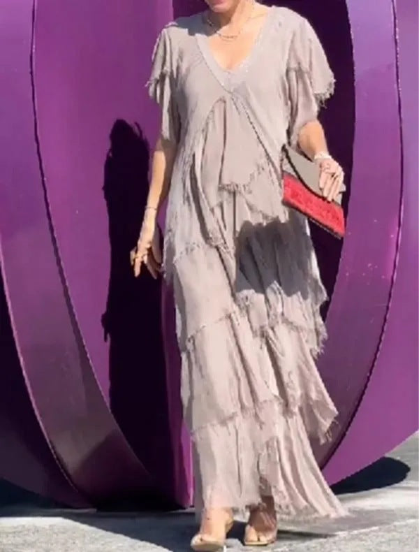 Robe Longue Femme Bohème à Volants - Camille