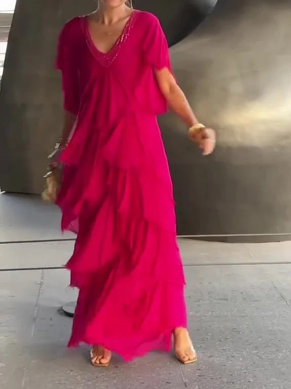 Robe Longue Femme Bohème à Volants - Camille