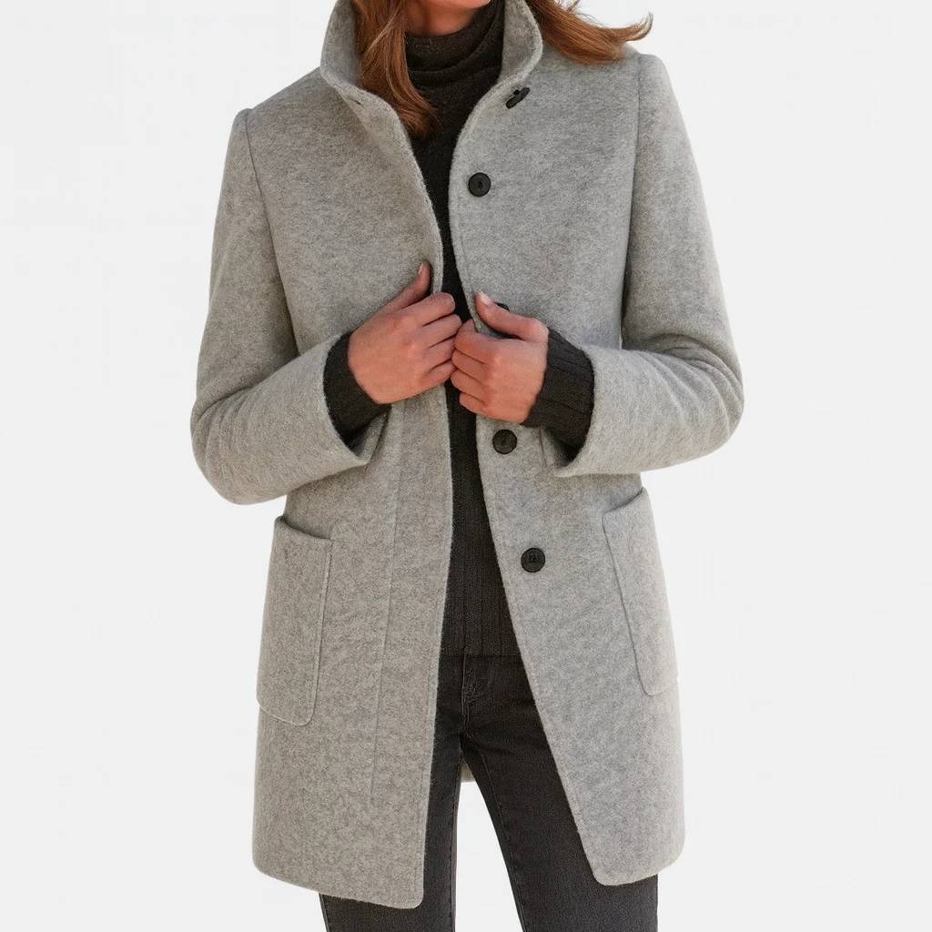 Marguerite | Manteau ĂlĂ©gant Mi-Long Col Montant