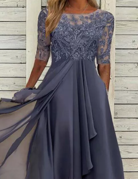 Robe Longue Femme en Dentelle de Cérémonie - Sophie