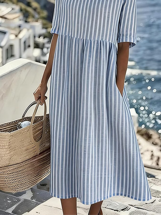 Robe midi femme rayée d'été - Inès
