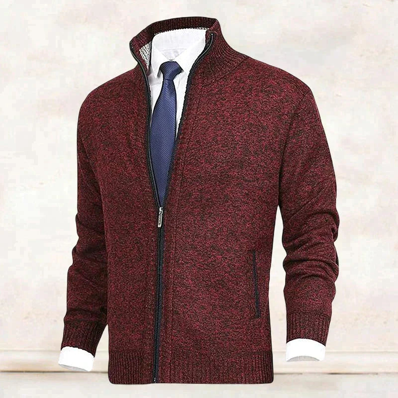 Laurent - Cardigan Élégant Col Montant Zippé