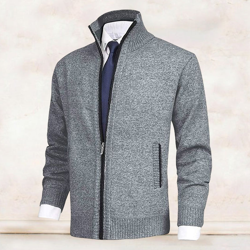 Laurent - Cardigan Élégant Col Montant Zippé