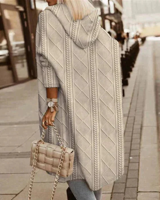 Nadine | Cardigan Élégant Long à Capuche