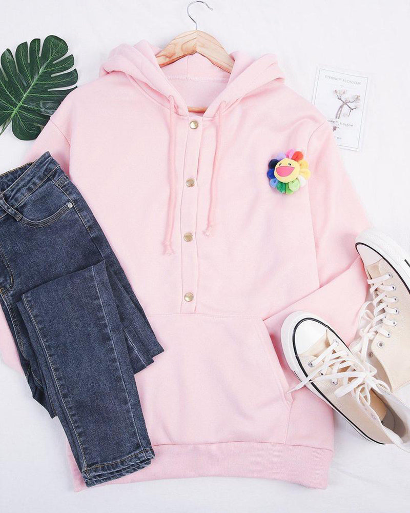 Amélie - Hoodie Chic Boutonné Poches