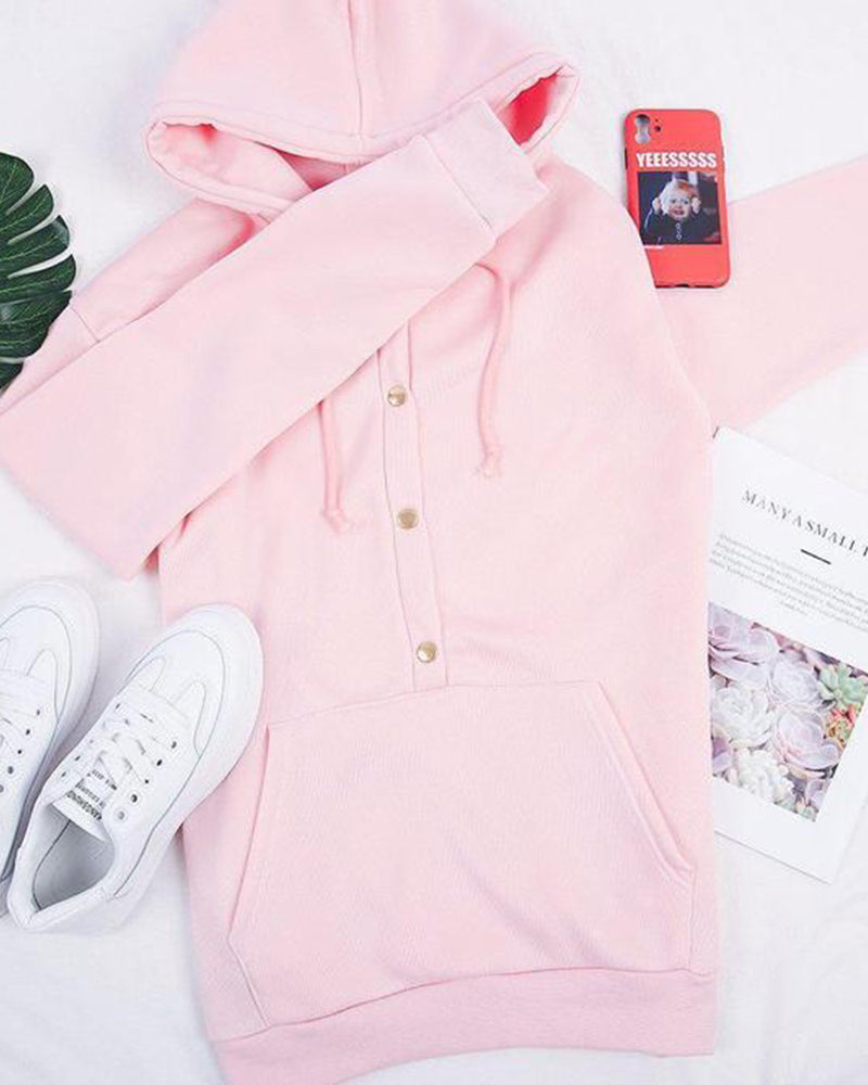 Amélie - Hoodie Chic Boutonné Poches
