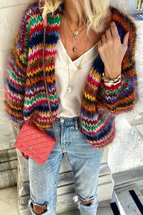 Isabelle - Gilet Élégant Bohème Grosse Maille