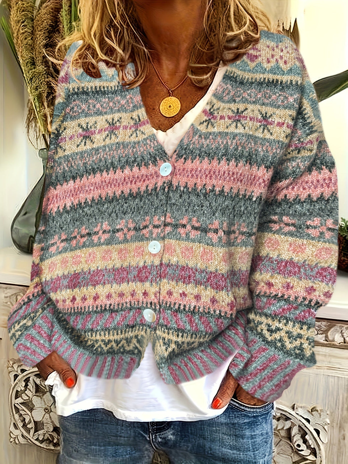 Christine - Gilet Élégant Vintage Imprimé