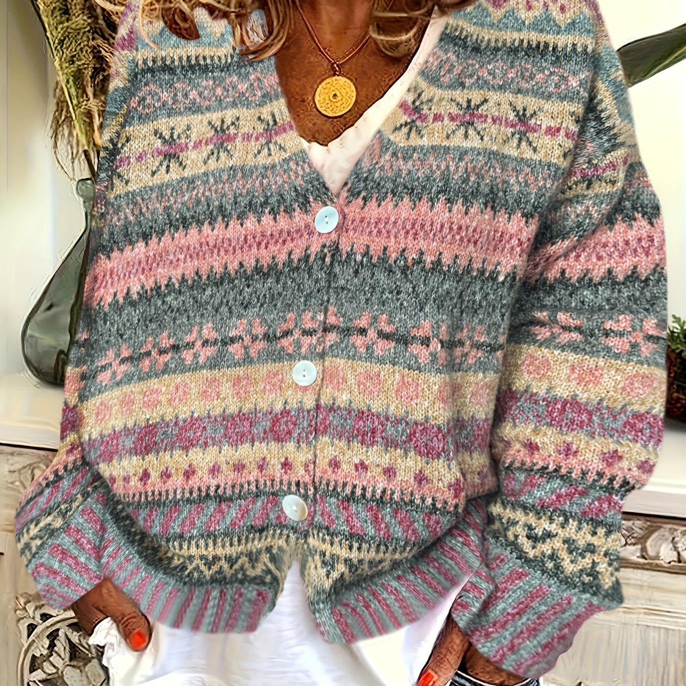Christine - Gilet Élégant Vintage Imprimé