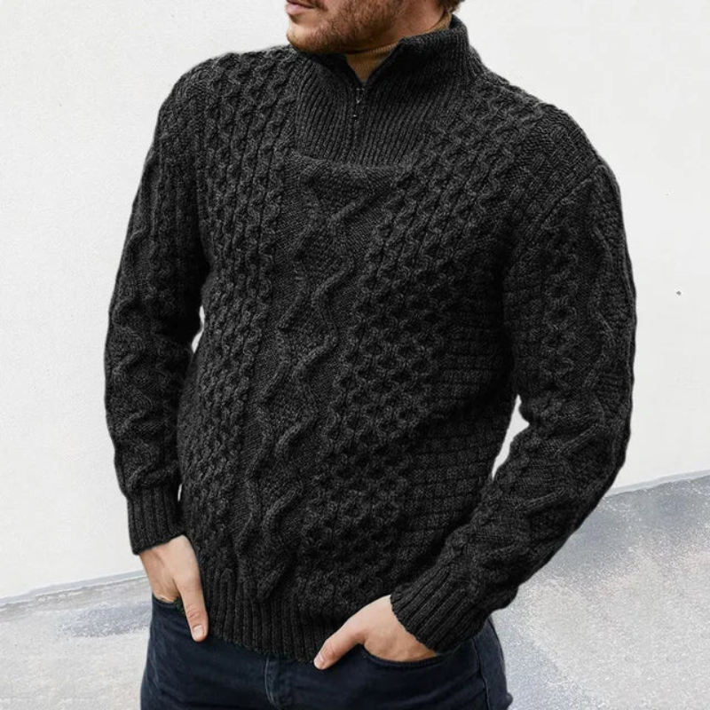 Remy - Pull à col roulé zippé en maille Homme