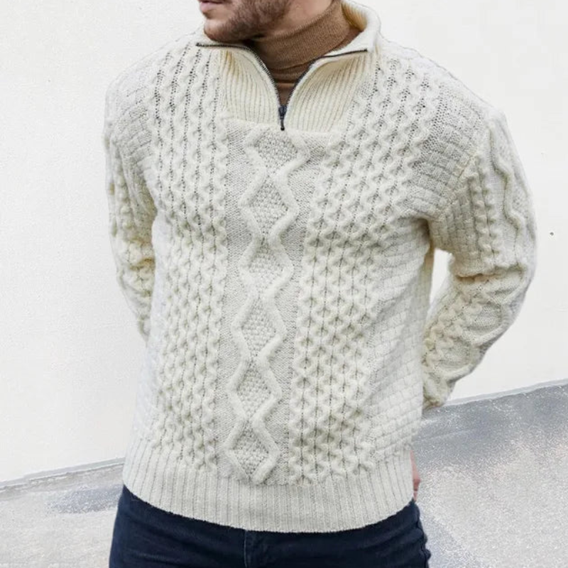 Remy - Pull à col roulé zippé en maille Homme