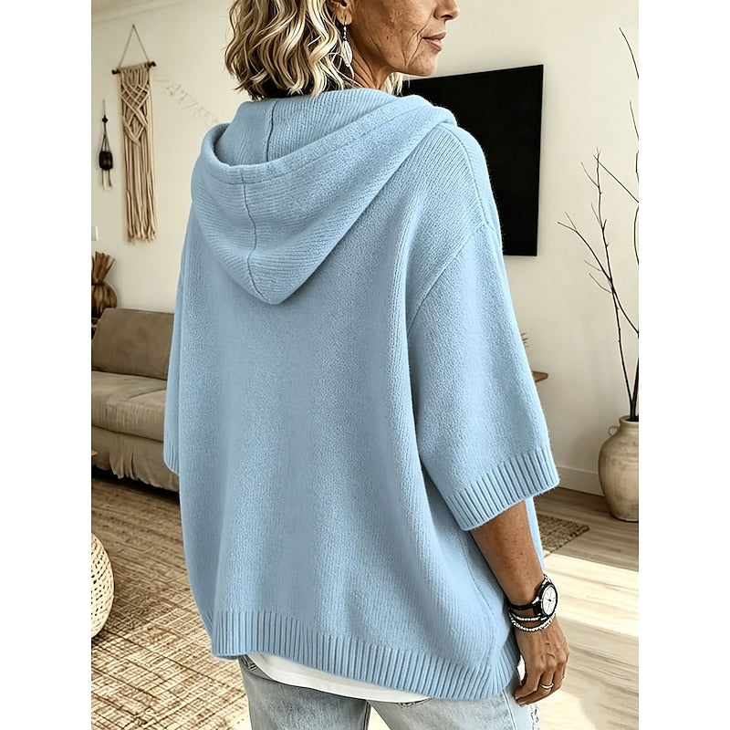 Nathalie - Sweat à Capuche Chic Oversize Boutonné