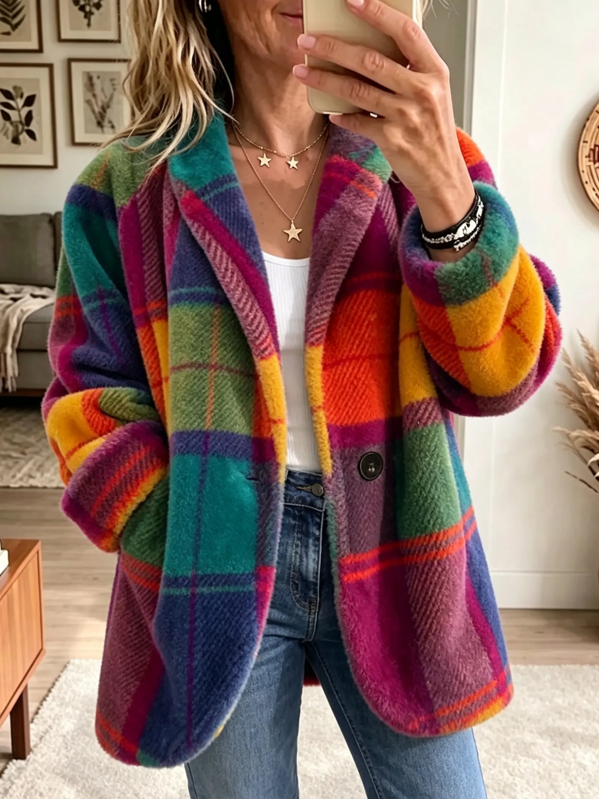 Léa | Manteau Chic Court Carreaux