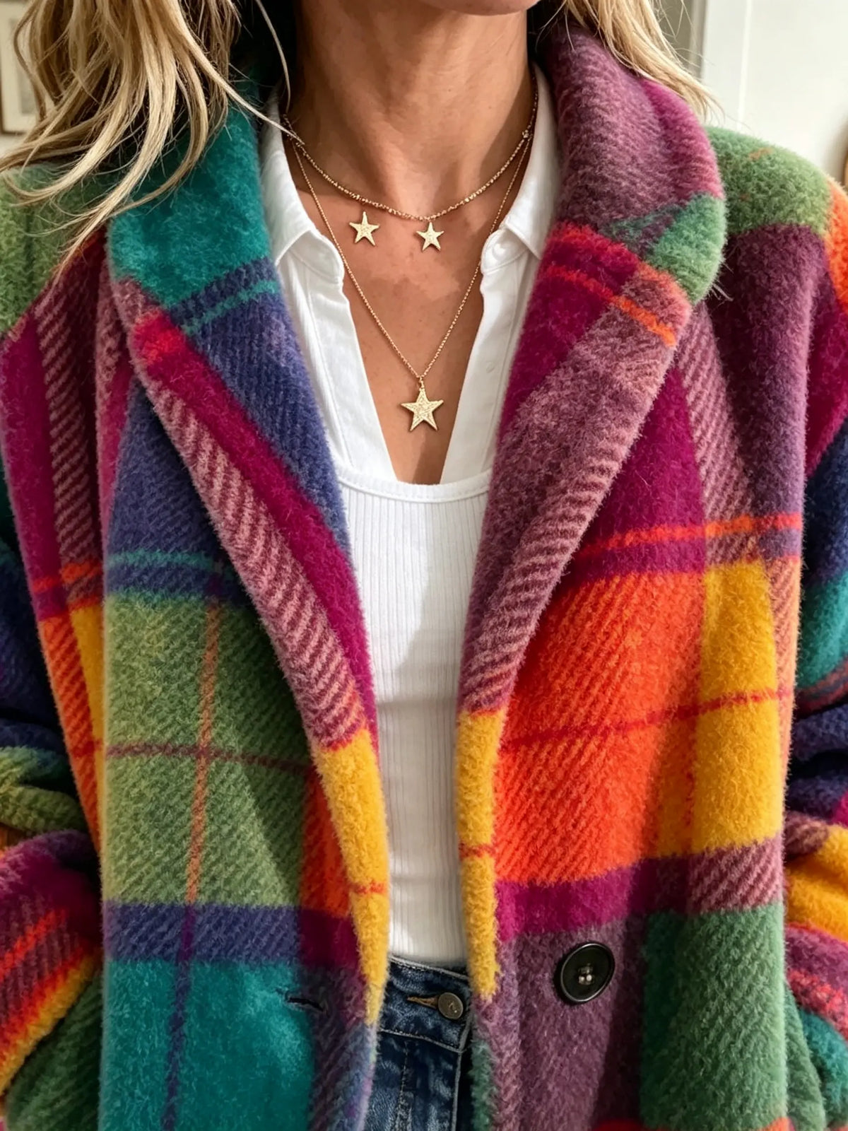 Léa | Manteau Chic Court Carreaux