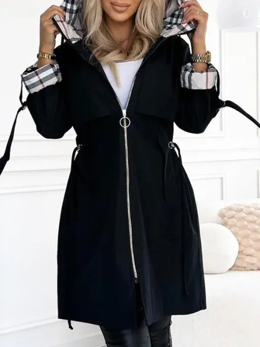 Valérie | Imperméable Chic Zippé à Capuche