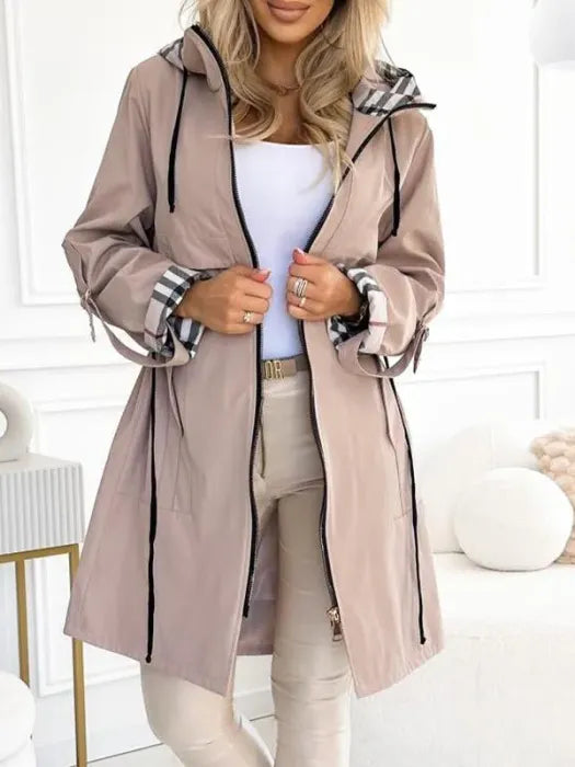 Valérie | Imperméable Chic Zippé à Capuche