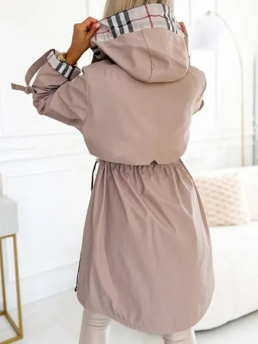 Valérie | Imperméable Chic Zippé à Capuche