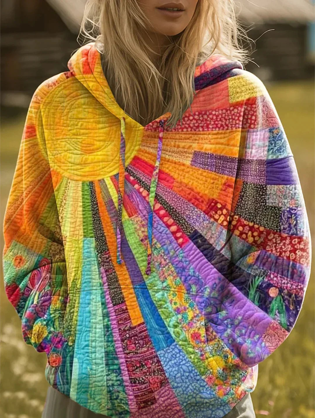 Monique | Sweat à Capuche Chic Oversize Patchwork