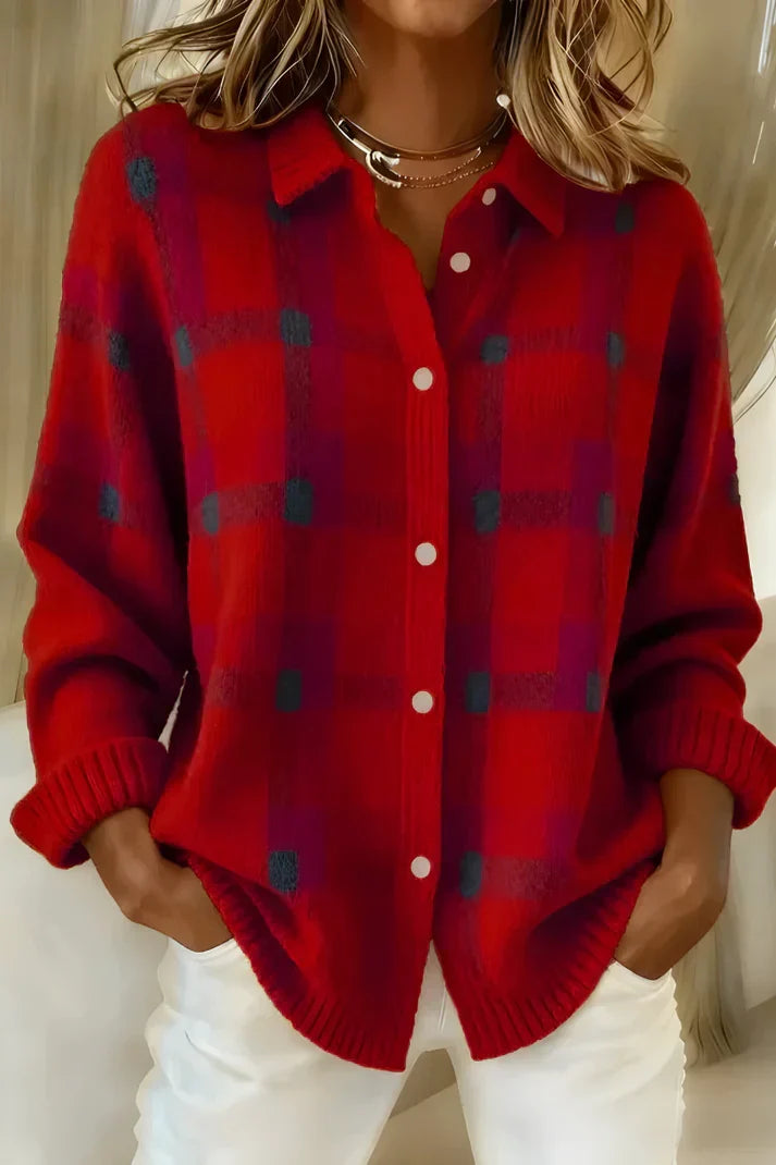 Nathalie - Cardigan Élégant Oversize Imprimé