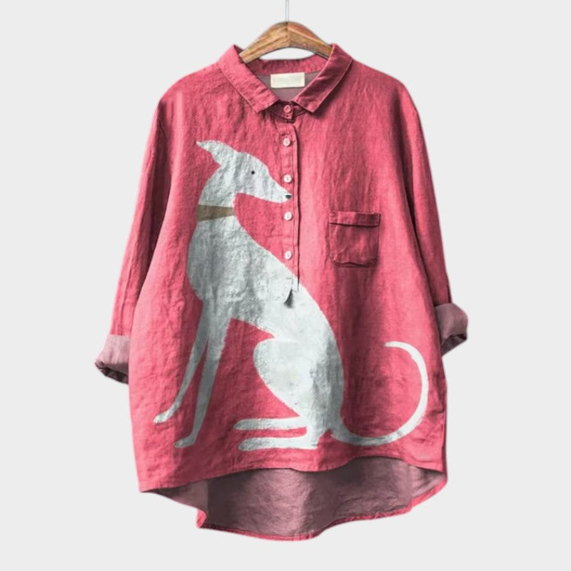 Fleur - Blouse Tendance Imprimé Chien