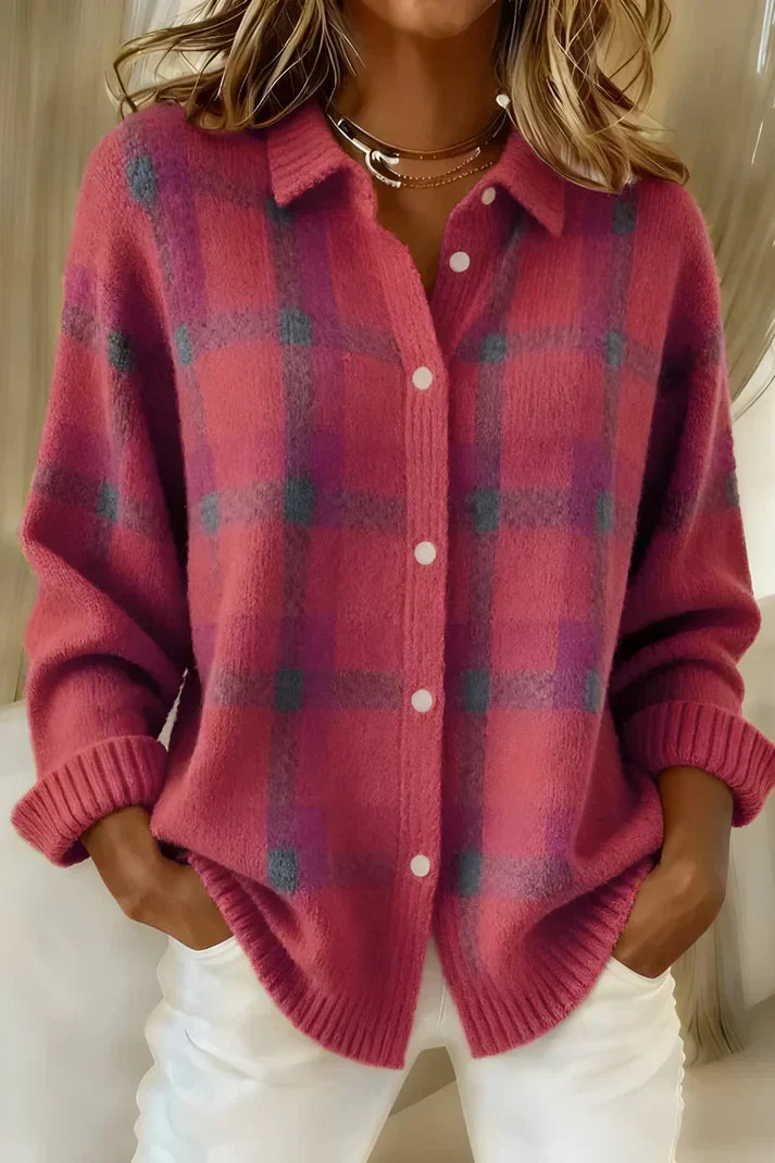 Nathalie - Cardigan Élégant Oversize Imprimé