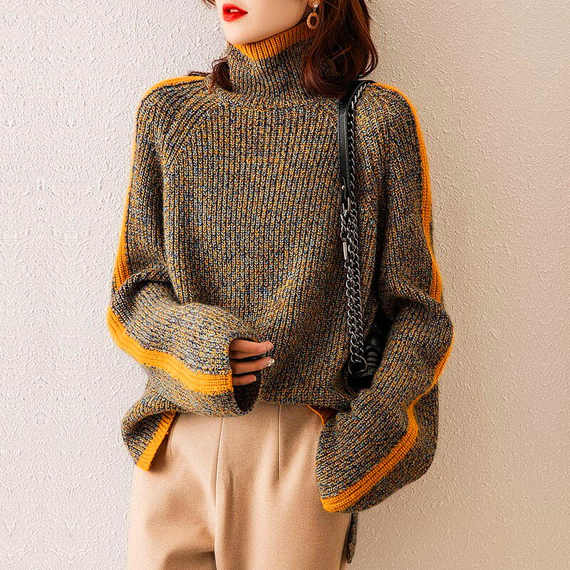 London - Pull oversized cachemire col roulé élégant pour femme