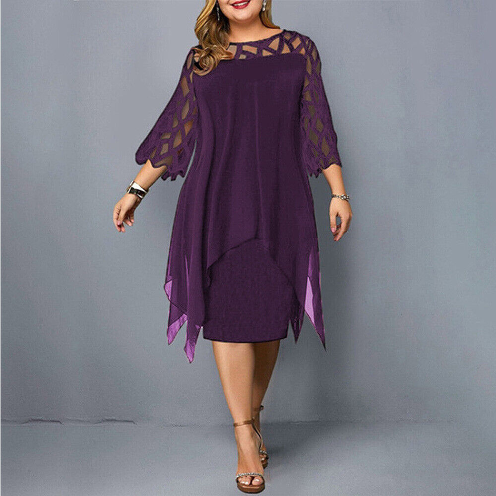 Monique - Robe Mi-Longue Femme Élégante Grande Taille