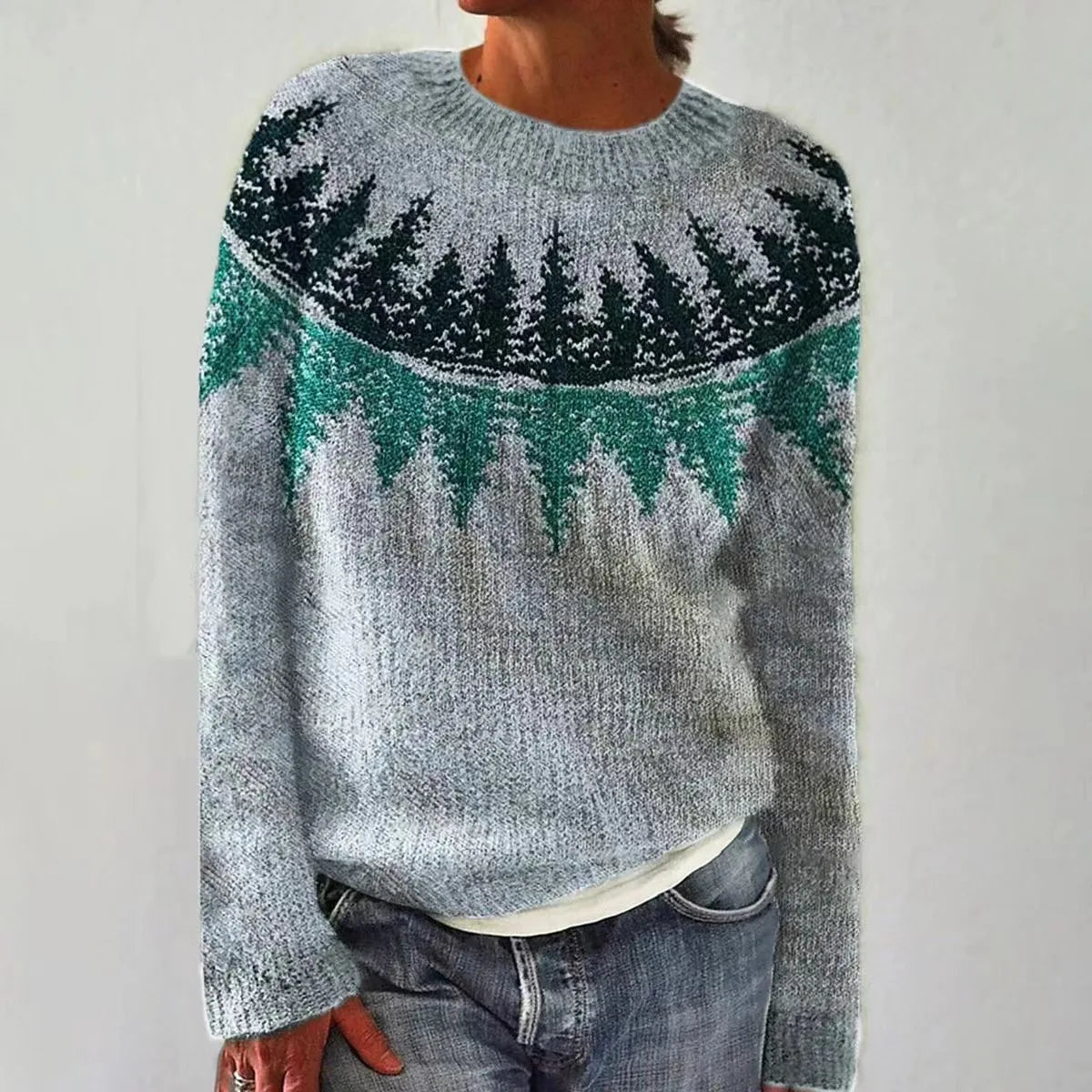Nathalie - Pull Élégant Jacquard Oversize