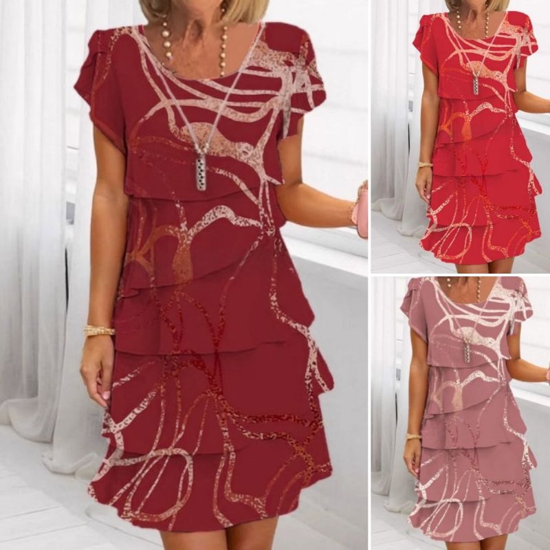 Robe Midi Femme à Volants Chic - Céline