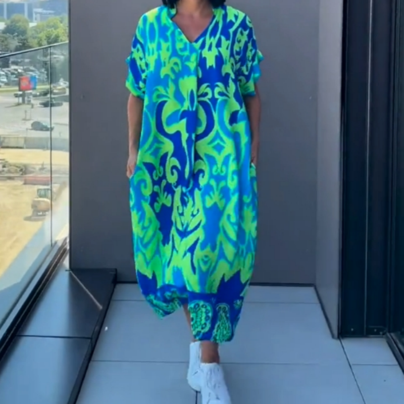 Nathalie - Robe Caftan Femme Ample Imprimée