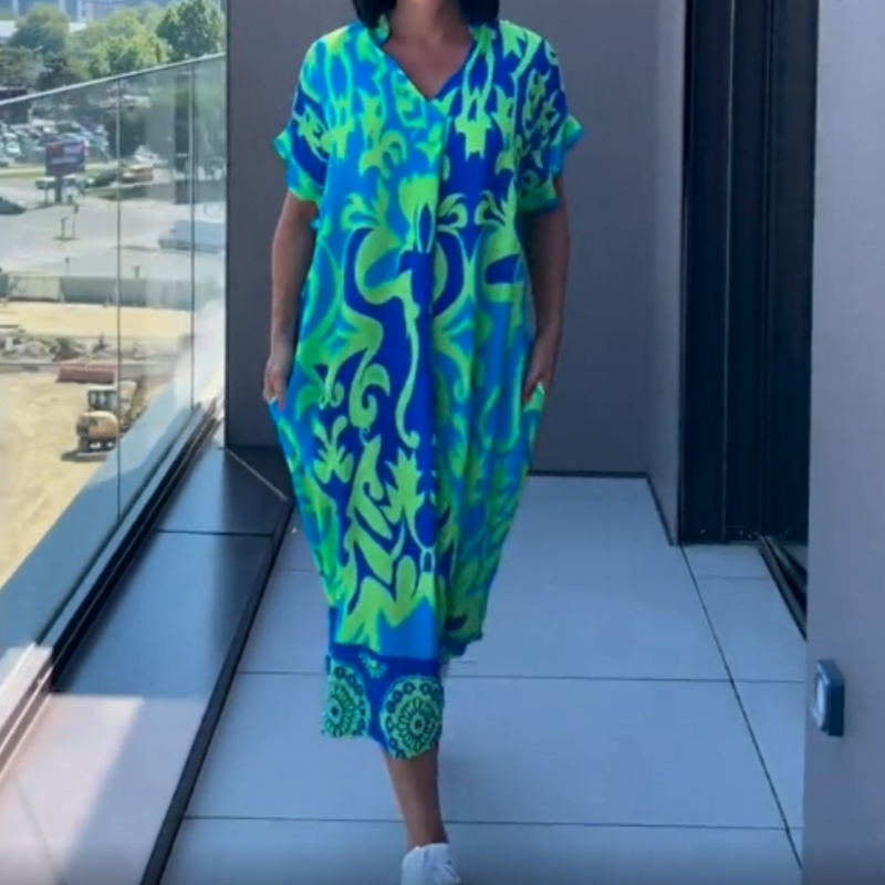 Nathalie - Robe Caftan Femme Ample Imprimée