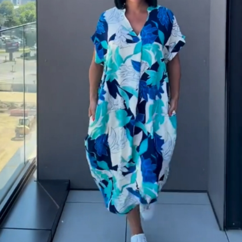 Nathalie - Robe Caftan Femme Ample Imprimée