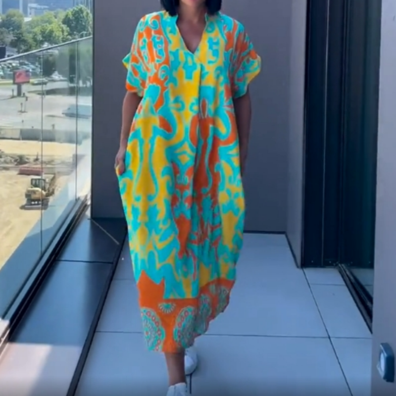 Nathalie - Robe Caftan Femme Ample Imprimée