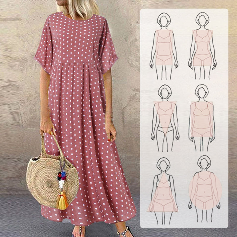 Sylvie - Robe Longue Femme à Pois Bohème