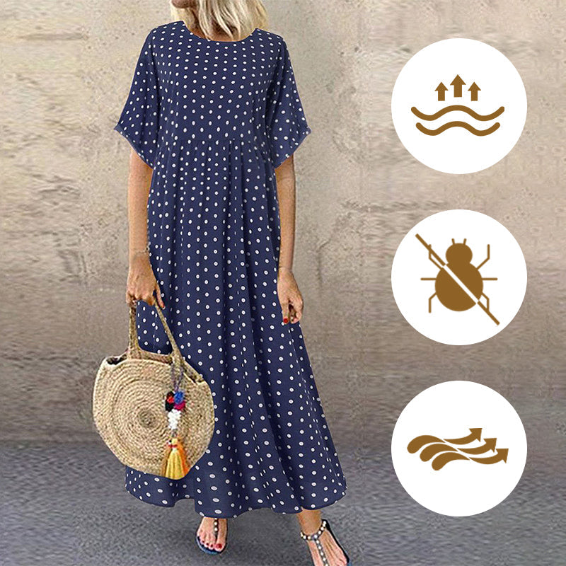 Sylvie - Robe Longue Femme à Pois Bohème