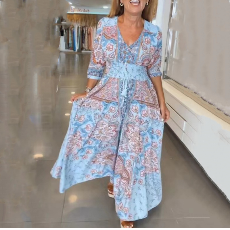 Robe Longue Femme Bohème Fleurie - Camille