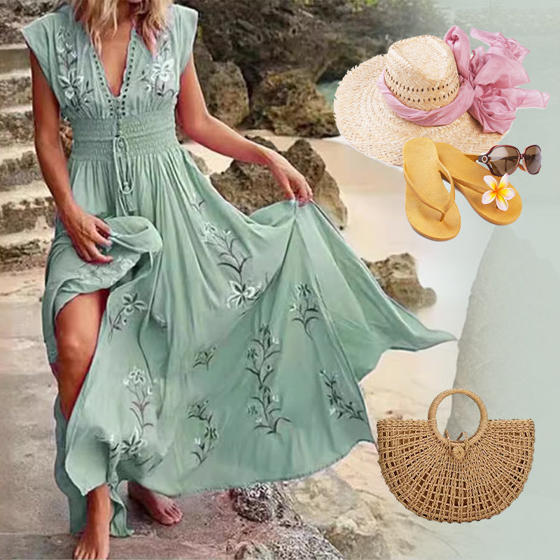 Robe Longue Femme Bohème Brodée - Aurélie