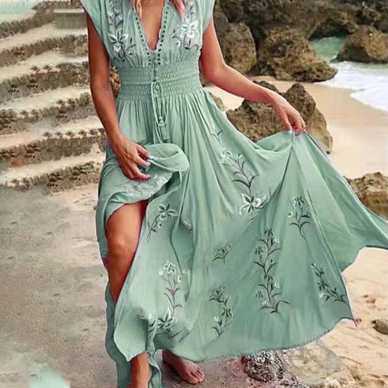 Robe Longue Femme Bohème Brodée - Aurélie