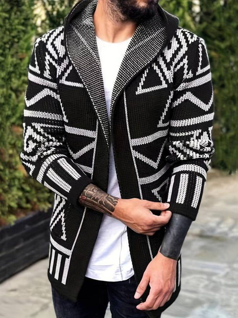 James - Cardigan Ă  capuche vintage en maille homme