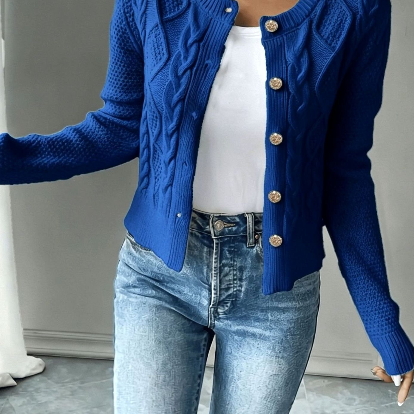Isabelle - Cardigan Élégant Torsadé Boutonné