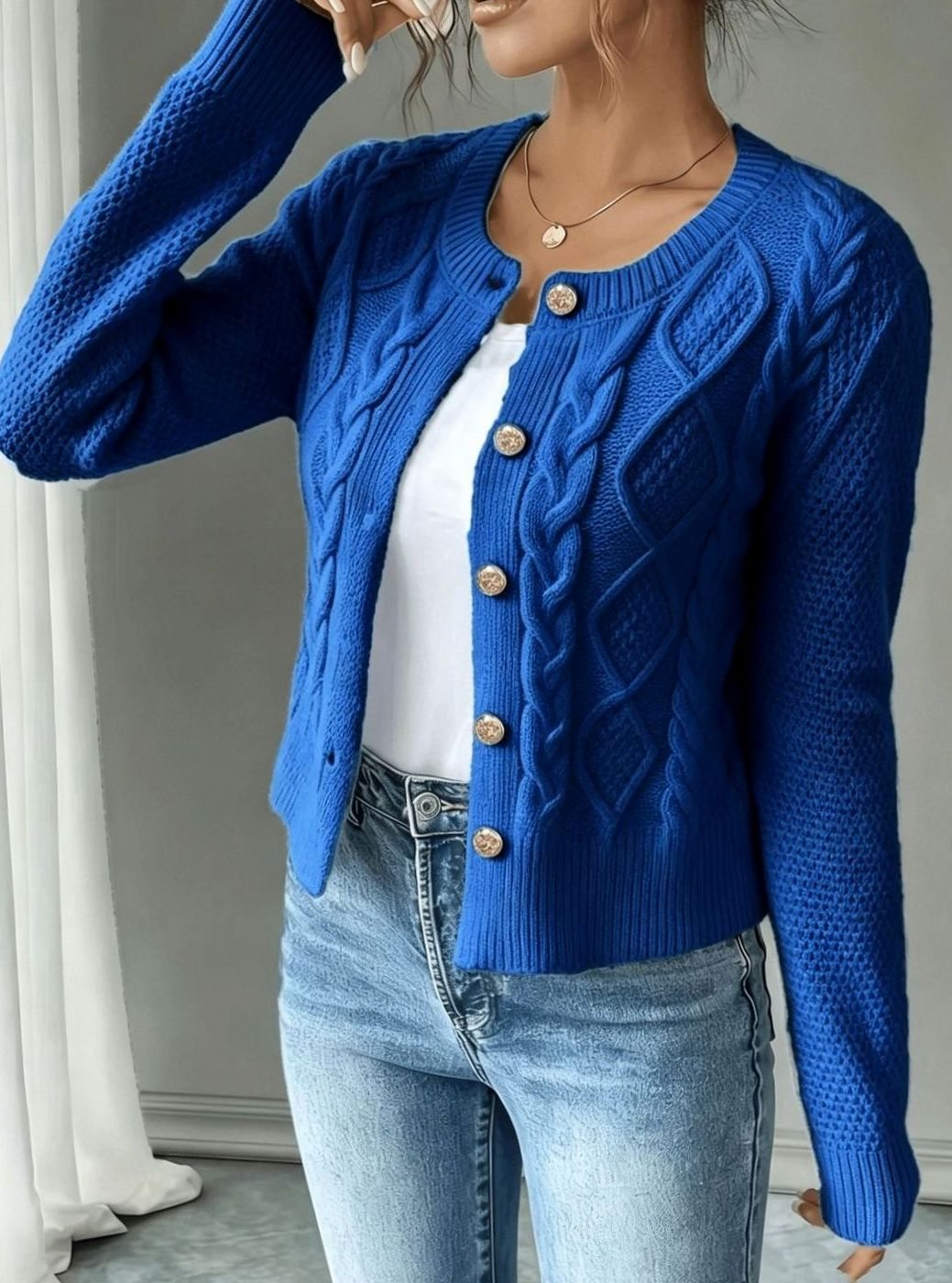 Isabelle - Cardigan Élégant Torsadé Boutonné