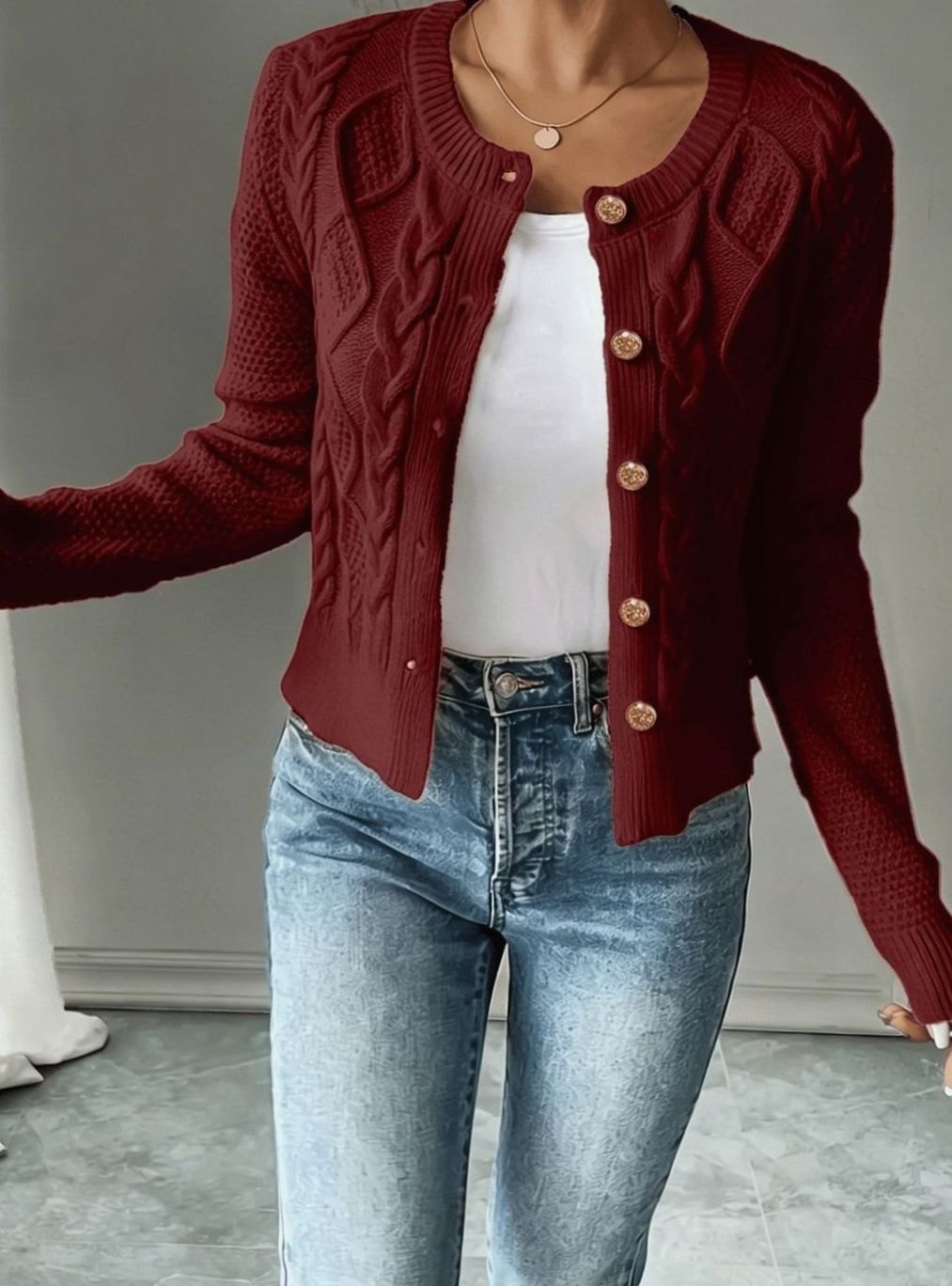 Isabelle - Cardigan Élégant Torsadé Boutonné