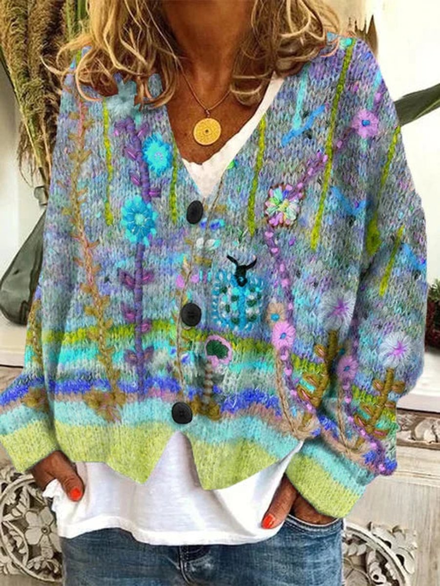 Manon - Cardigan Élégant Fleuri Brodé
