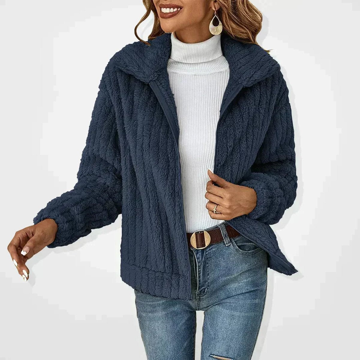 Karine - Cardigan Élégant Oversize Zippé