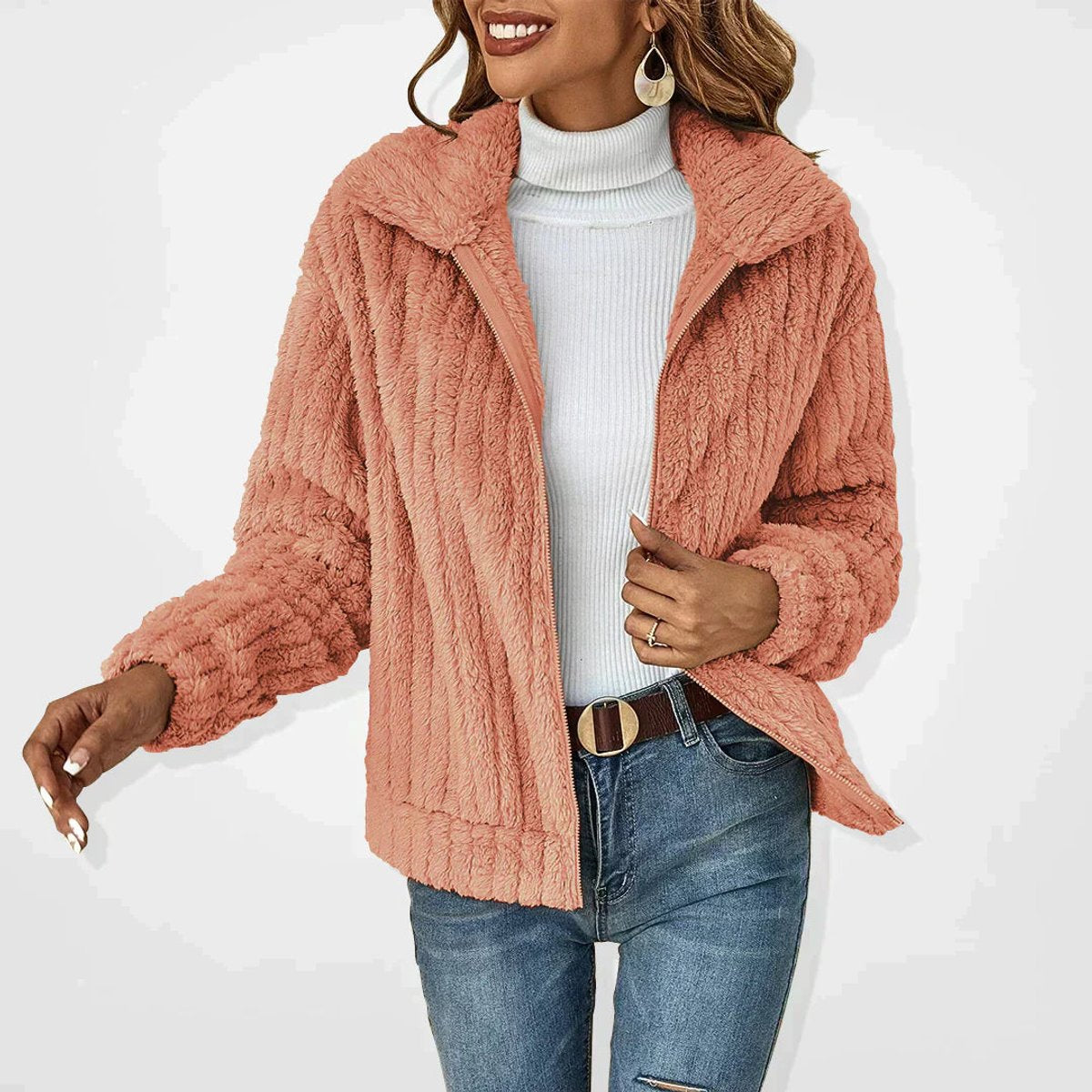 Karine - Cardigan Élégant Oversize Zippé