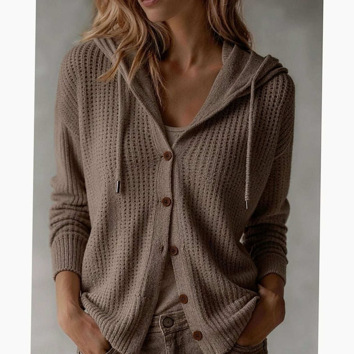 Sylvie - Cardigan Élégant Capuche Boutonné